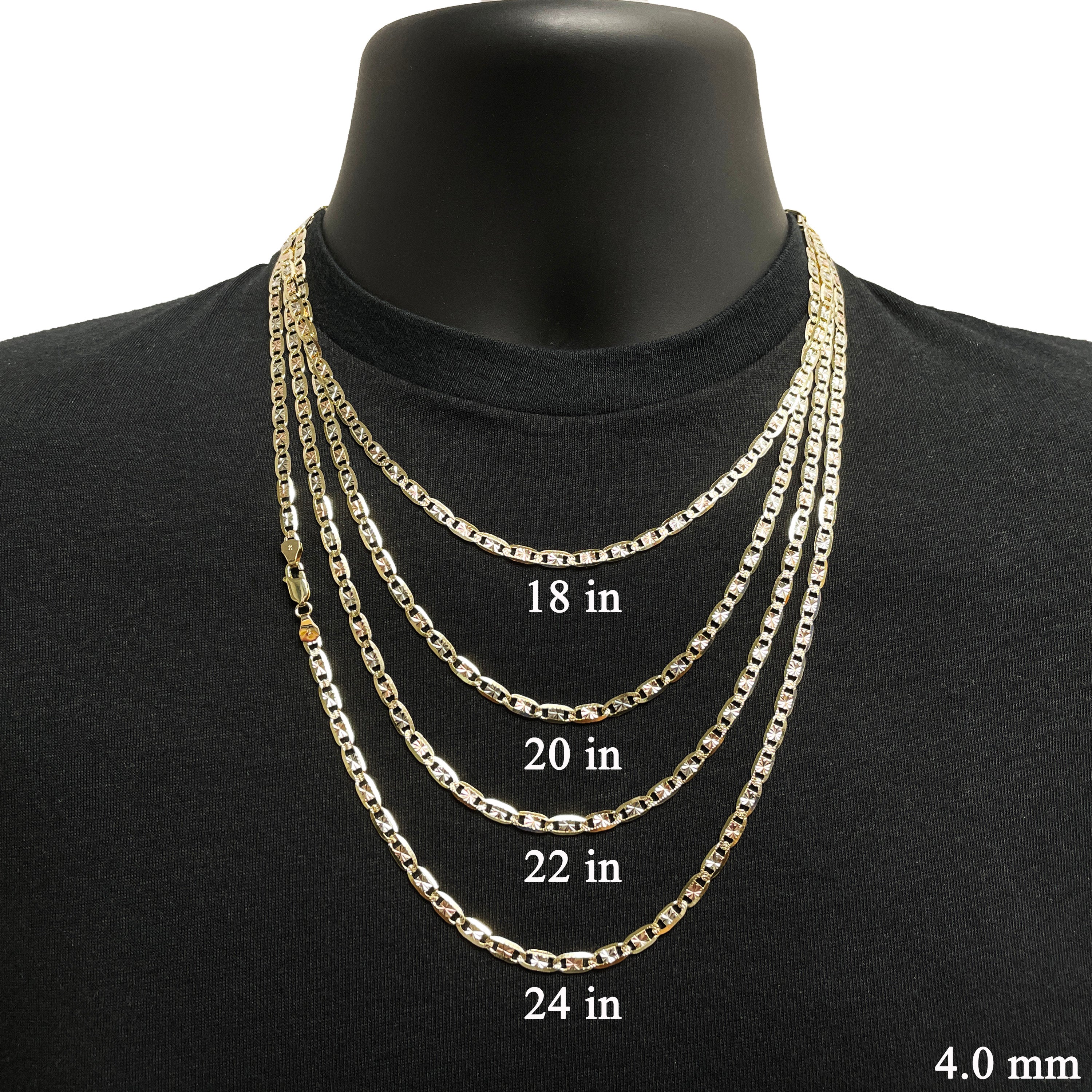 Italian 14k Tri-Color Gold Diamond Cut Valentino Chain Necklace 18" 4mm 10.2 grams - 18" 10.2 grams