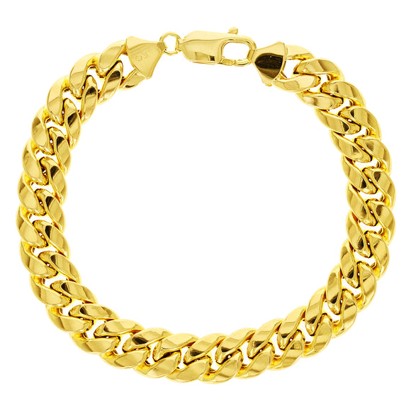 Italian 10k Yellow Gold Hollow Miami Cuban Chain Bracelet 8