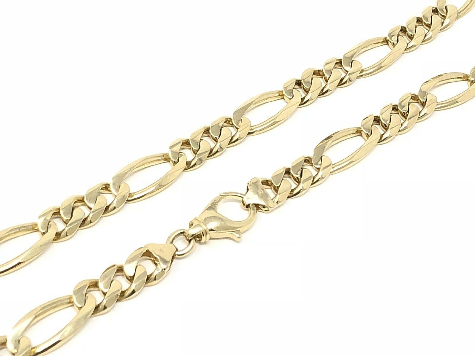 Men's 10k Yellow Gold Solid Figaro Chain Necklace 30" 12.5mm 162.8 grams