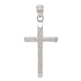 14k White Gold Diamond Cut Cross Religious Charm Pendant 1.3" 2.5 grams - White