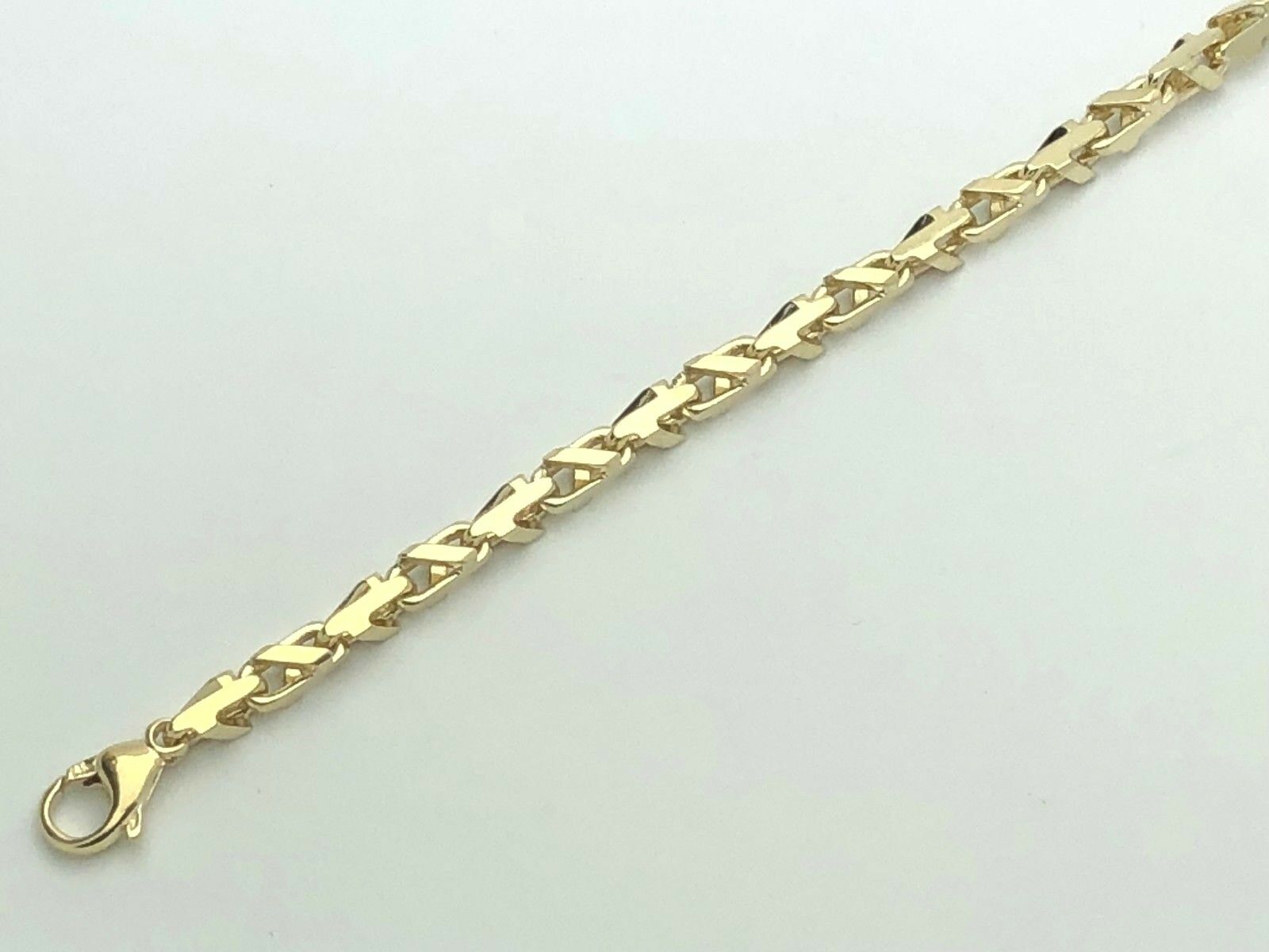 Men's 14k Yellow Gold Handmade Fashion Link Bracelet 8.5" 4.7mm 21.9 grams - 8.5"
