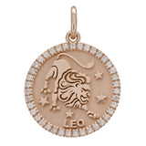 14k Rose Gold  Diamond Zodiac Sign Leo Pendant - Leo,Rose
