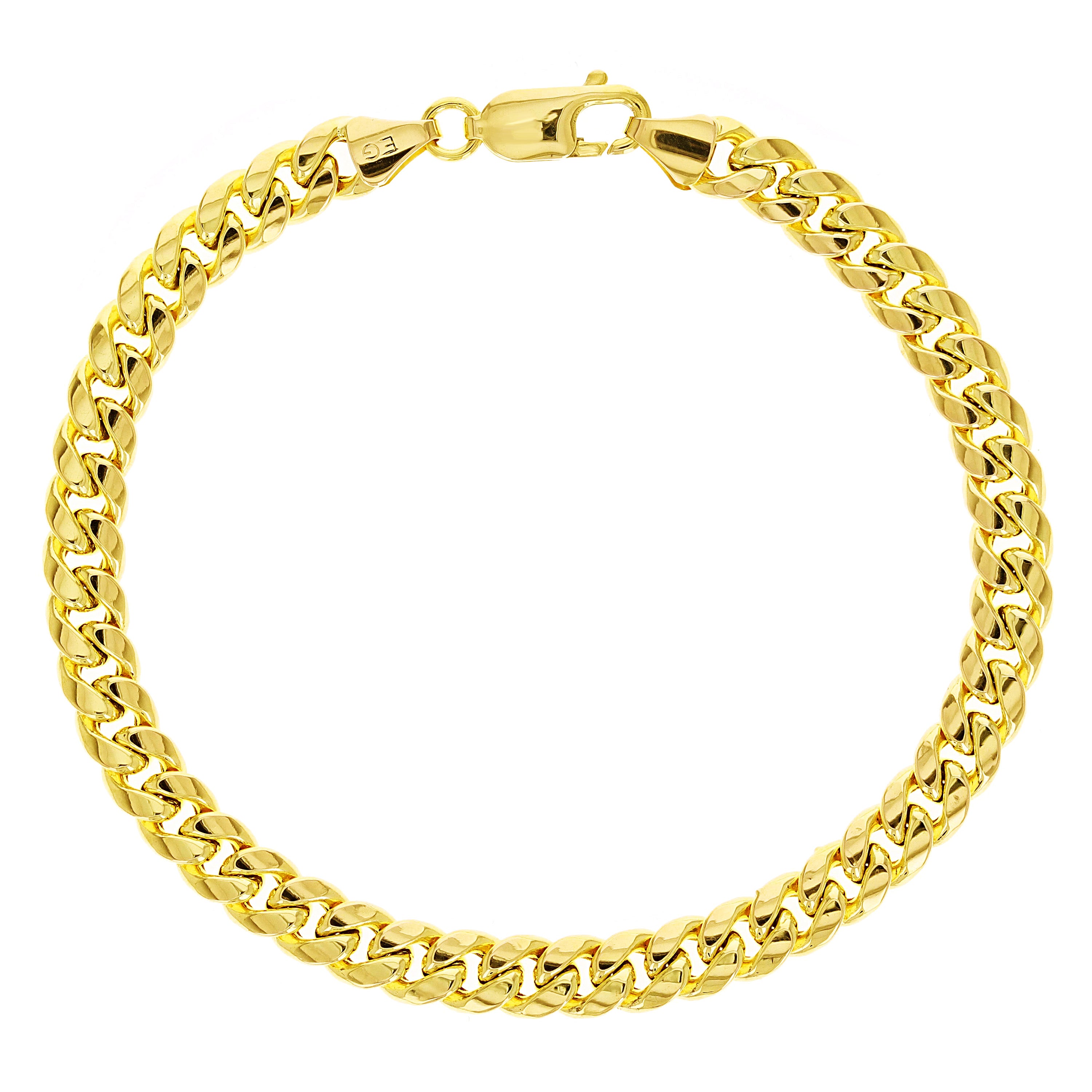 Italian 10k Yellow Gold Hollow Miami Cuban Chain Bracelet 8" 6mm 8 grams - 8" 8 grams