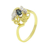 14k Yellow Gold Sapphire & Diamond Accent Vine & Leaf Ring Size 6