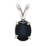 14k White Gold Sapphire Solitaire Oval Double Bail Pendant