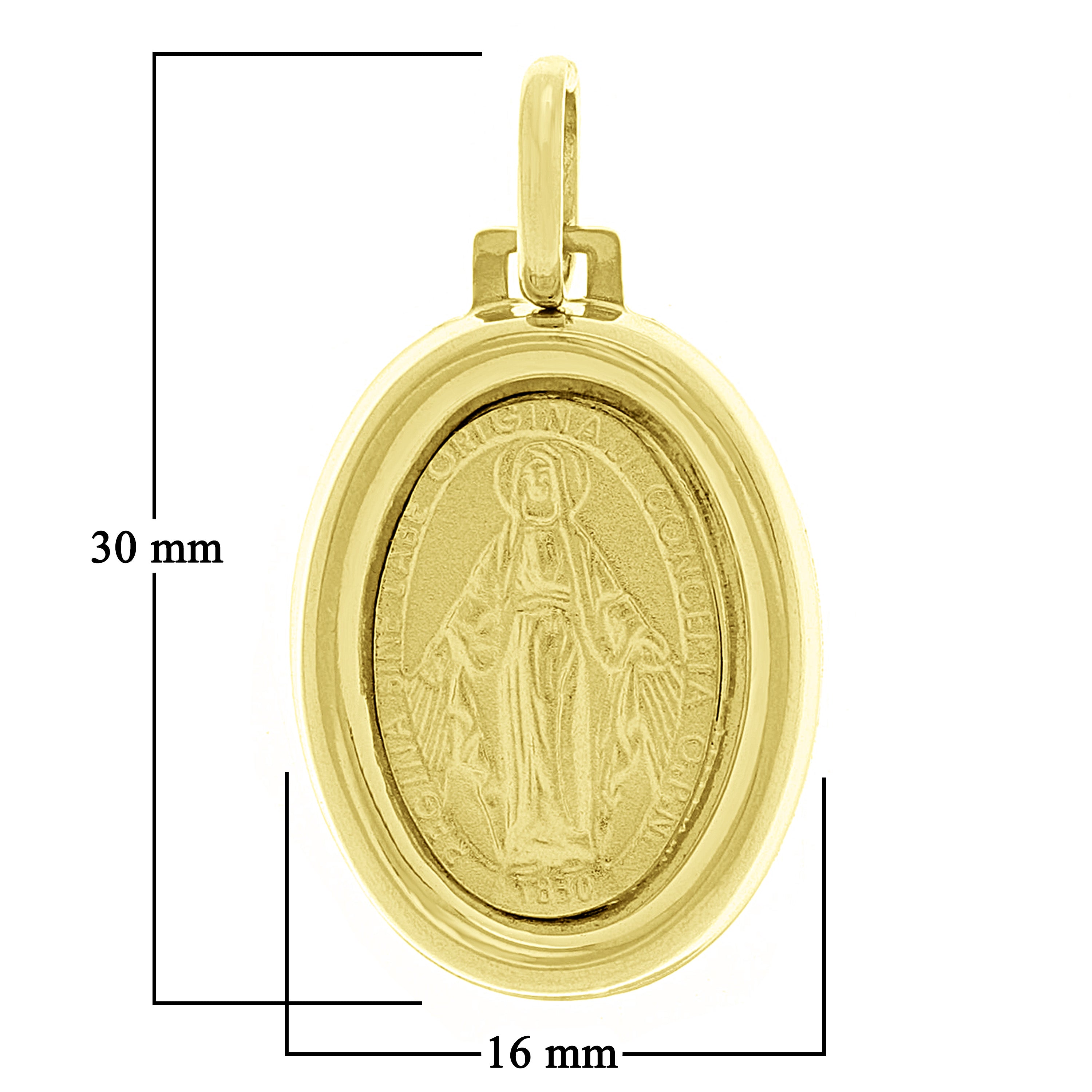 14k Yellow Gold Regina Sine Labe Originali Concepta O.P.N Catholic Metal Pendant