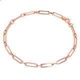 Italian 14k Rose Gold Hollow Paper Clip Links Bracelet 7" 3.2mm 1.6 grams - Rose,7"