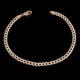 Italian 14k Two Tone Gold Cuban Chain Bracelet w/ White Pave 7.5" 3.8mm 2.9grams