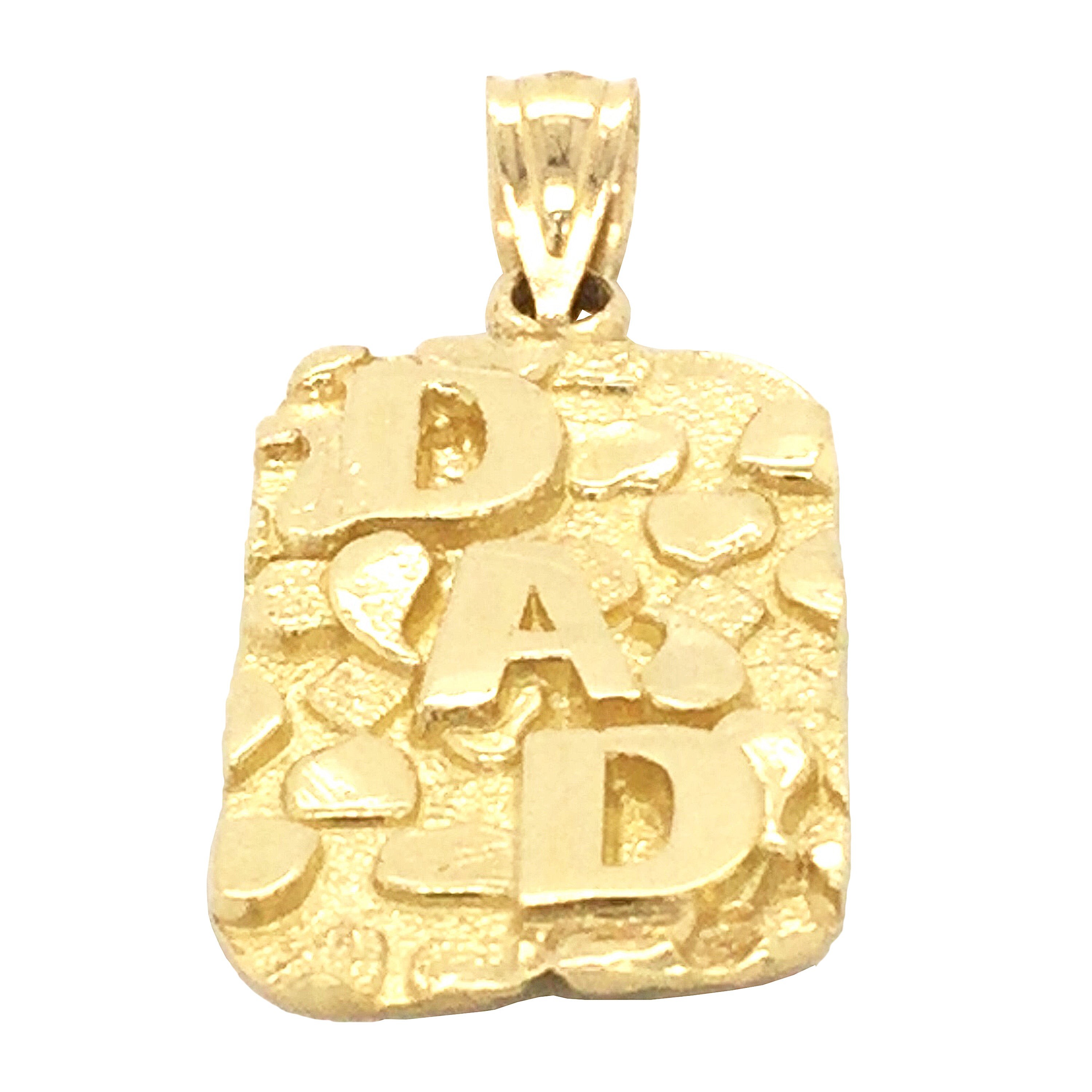 14k Yellow Gold Solid DAD Nugget Pendant Rectangle Charm 1.1" - 2.5 grams - Yellow