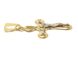 14k Two Tone Gold Jesus Crucifix Cross Religious Charm Pendant 1.75" 3.1 grams