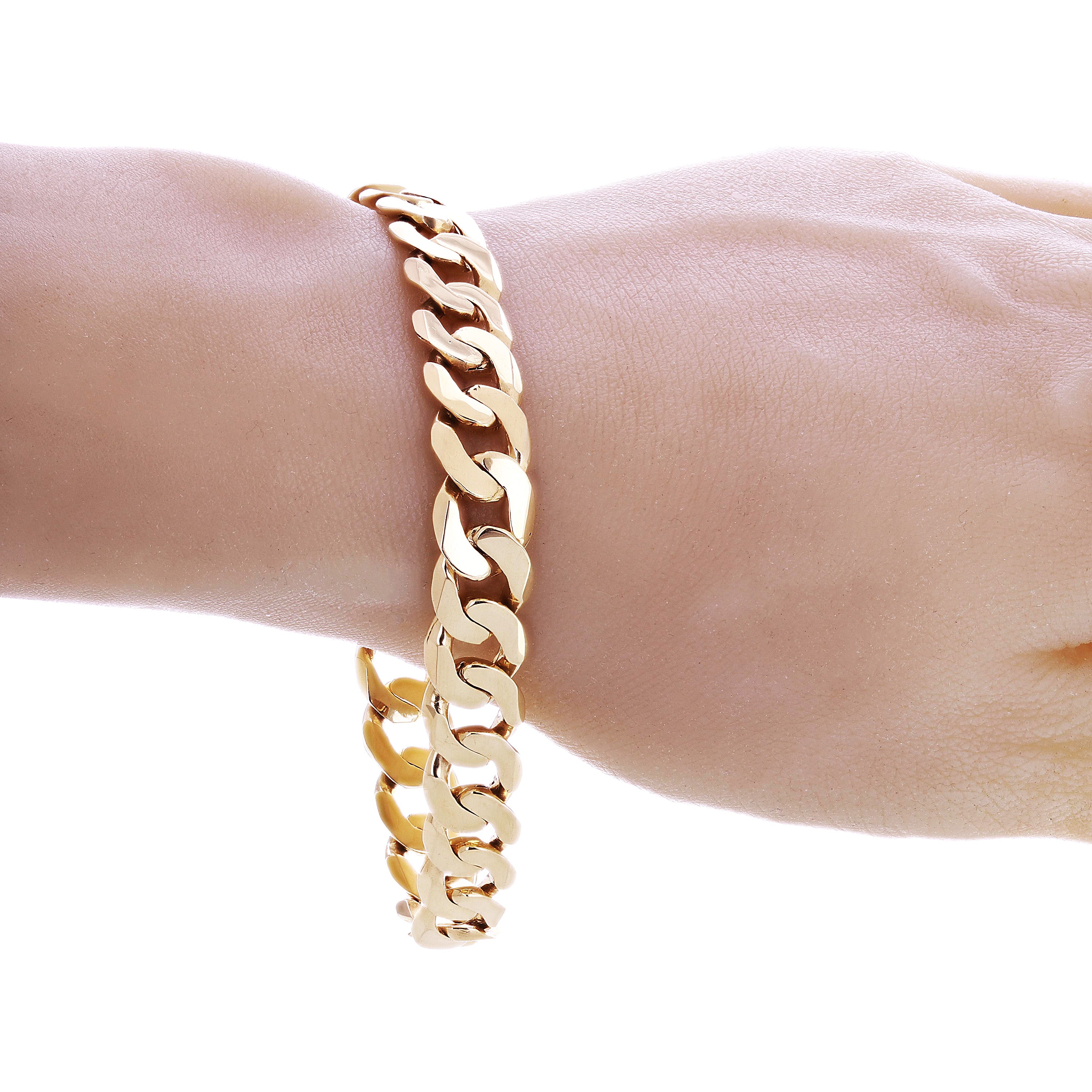 14k Yellow Gold Solid Flat Curb Cuban Link Chain Bracelet 7" 10.3mm 26.3 grams - 7" 26.3 grams