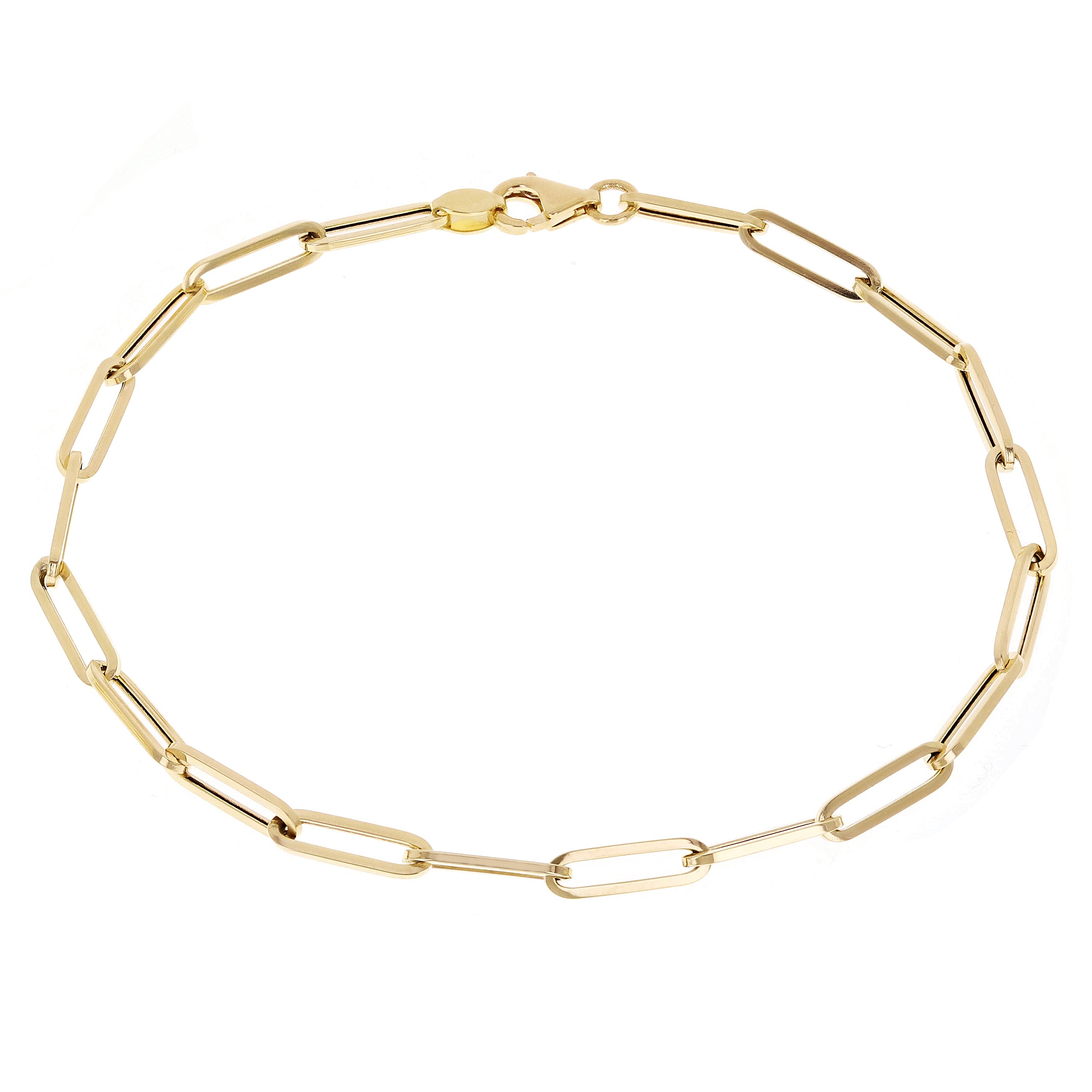 Italian 14k Yellow Gold Hollow Paper Clip Links Bracelet 8.25" 3mm 1.6 grams - Yellow,8.25"