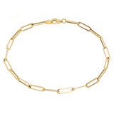 Italian 14k Yellow Gold Hollow Paper Clip Links Bracelet 8.25" 3mm 1.6 grams - Yellow,8.25"