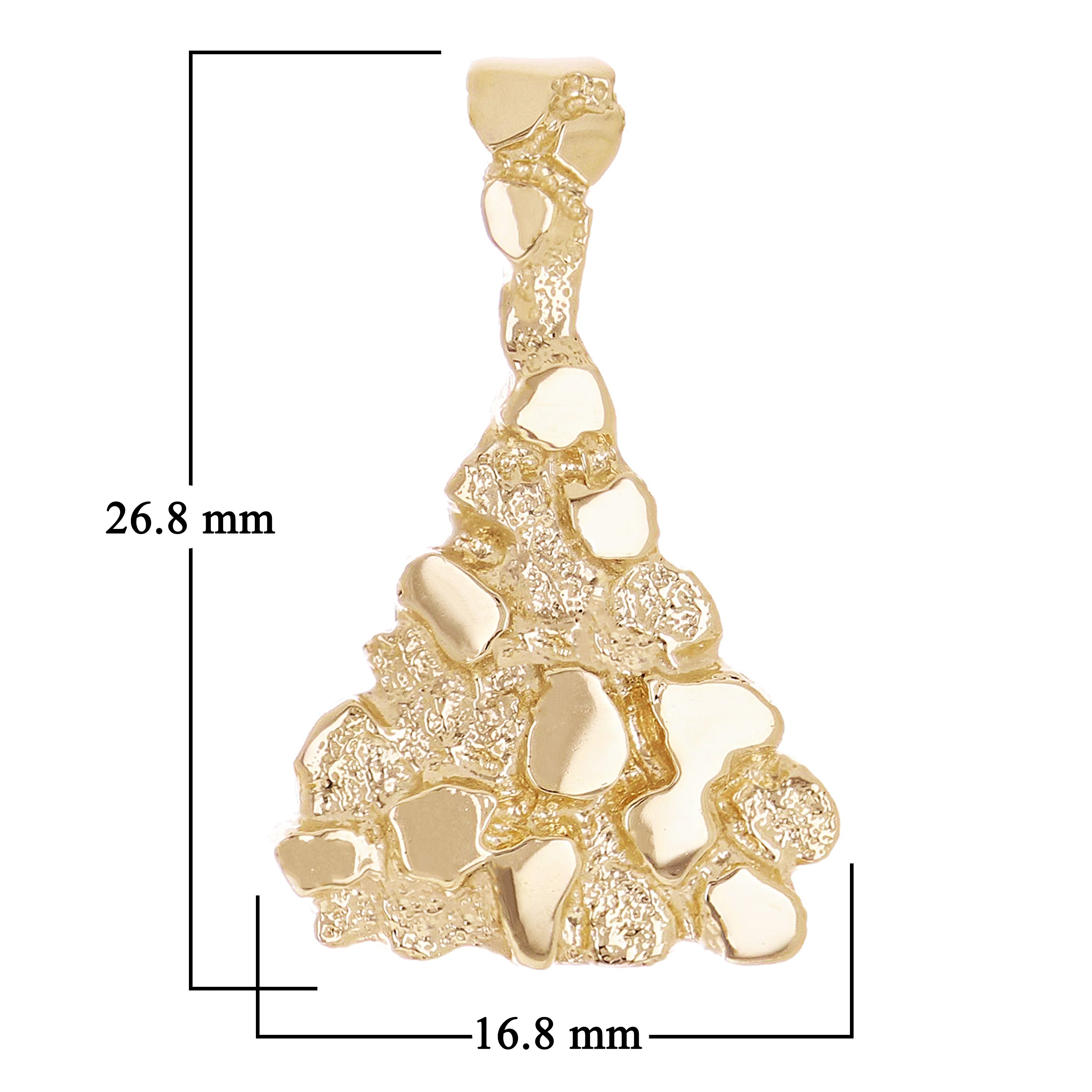 10k Yellow Gold Solid Pyramid Triangle Nugget Charm Pendant 1.1" 3.9 grams