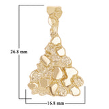 10k Yellow Gold Solid Pyramid Triangle Nugget Charm Pendant 1.1" 3.9 grams