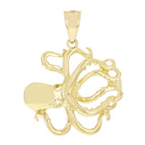 14k Yellow Gold Octopus Charm Pendant 1.15" 4.2g - Yellow
