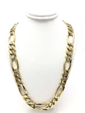 Men's 10k Yellow Gold Solid Figaro Chain Necklace 30" 12.5mm 162.8 grams