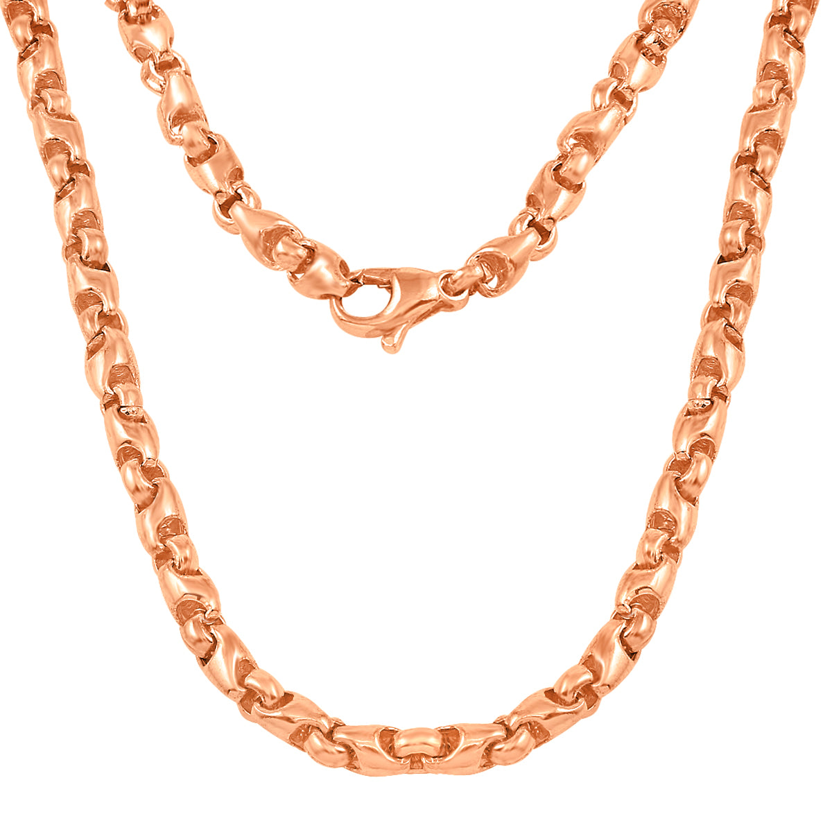 Men's 14k Rose Gold Handmade Fashion Link Necklace 20" 4.8mm - 20"