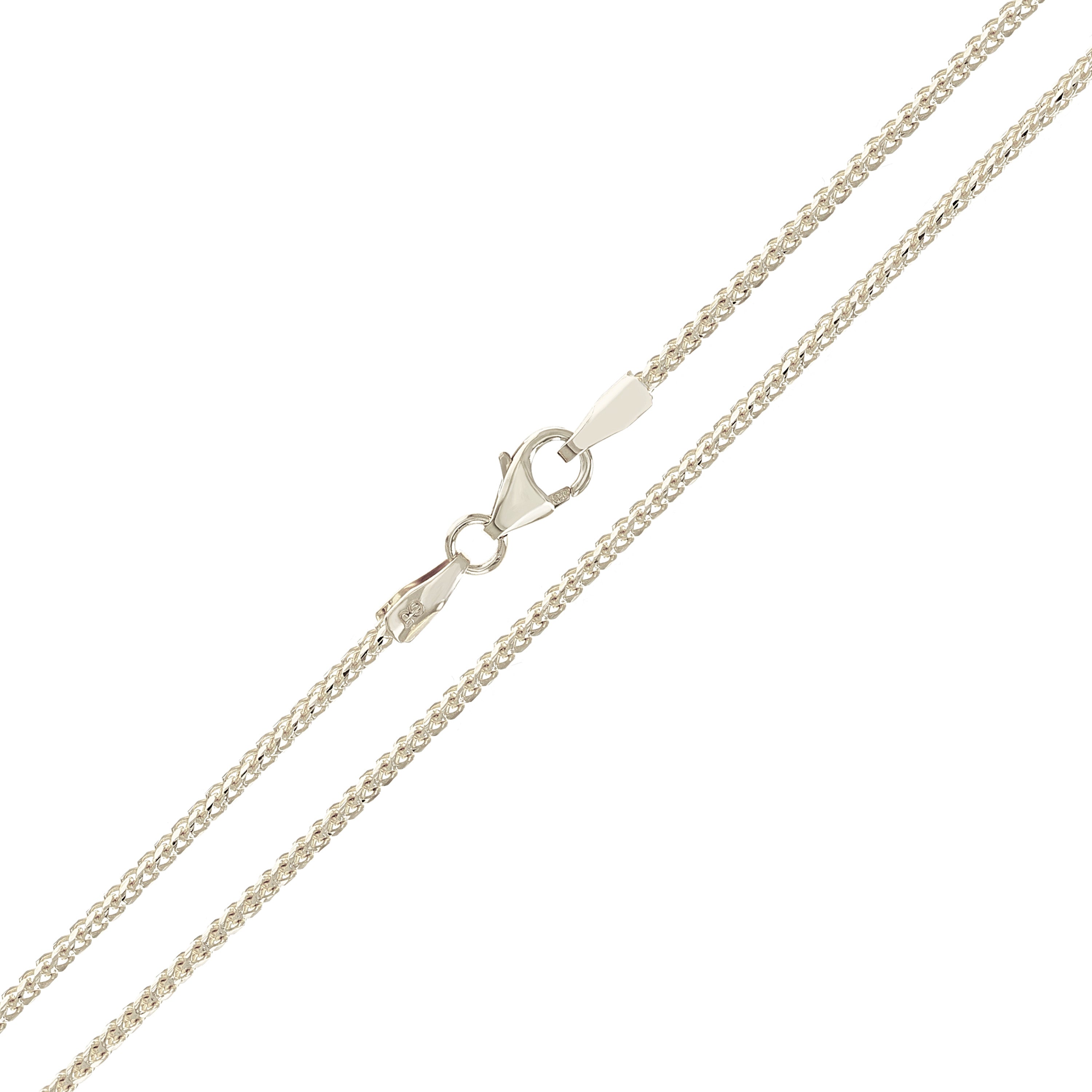 Italian 14k White Gold Solid Diamond Cut Franco Chain Necklace 20" 1.3mm 4.3 grams - White,20" 1.3mm 4.3 grams