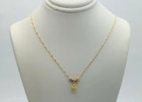 14k Tri Color Gold Ball Beads Lady Bug Charms Singapore Chain Necklace 17"