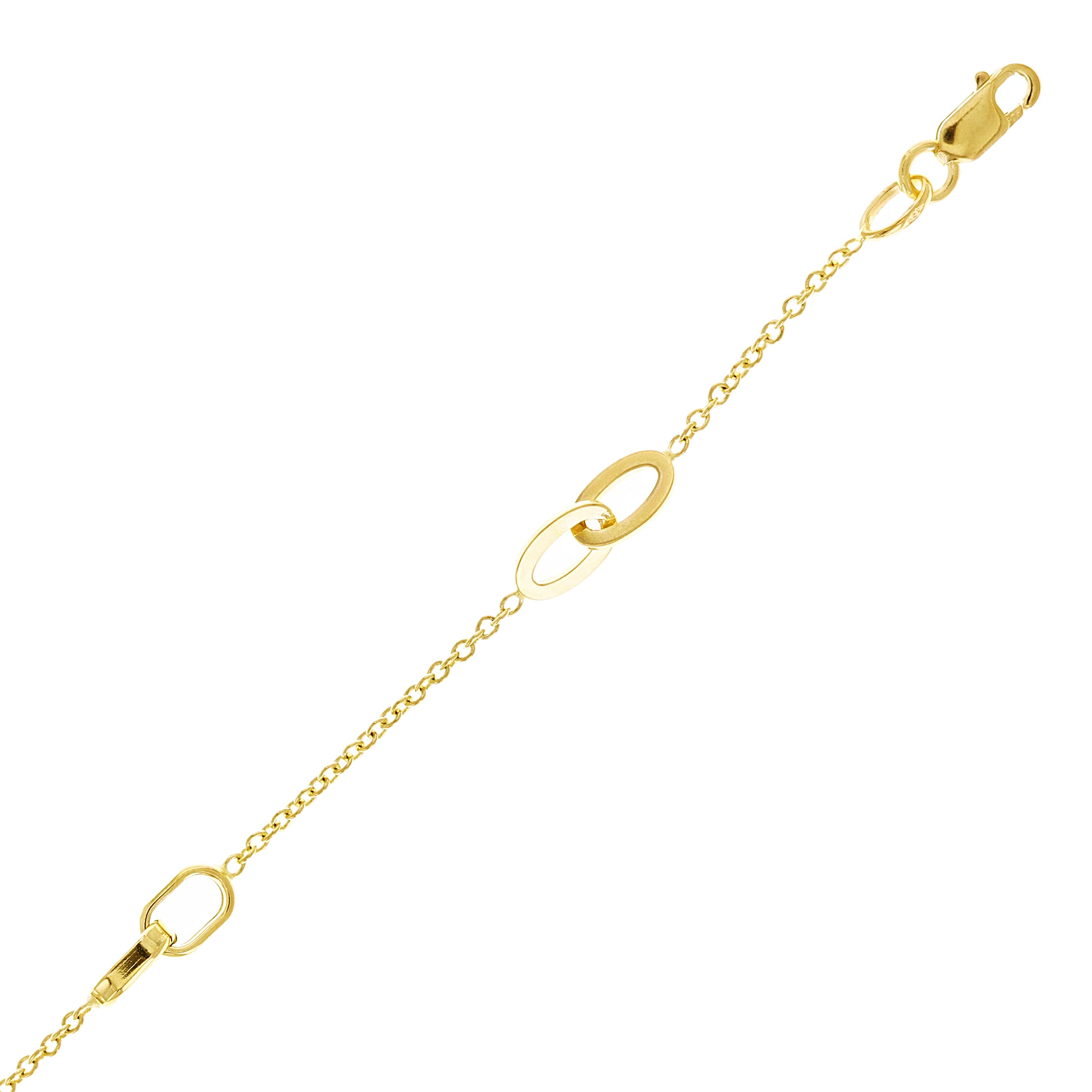 Italian 14k Yellow Gold Oval Charm Rolo Chain Bracelet 7" 4.7mm 2.1 grams
