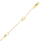Italian 14k Yellow Gold Oval Charm Rolo Chain Bracelet 7" 4.7mm 2.1 grams
