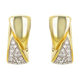 14k Yellow Gold 0.40cw Diamond Swirl Bypass Oblong Oval Chunky Hoop Earrings