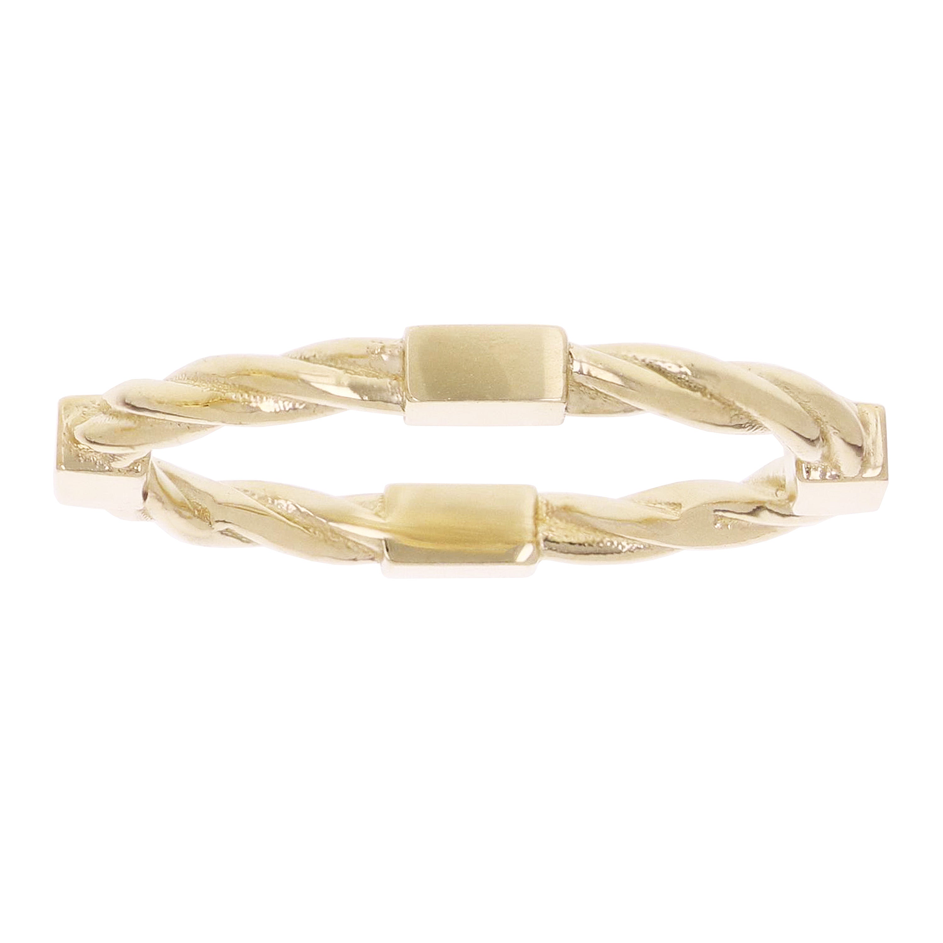 14k Yellow Gold Twisted and Bar Stackable Ring Band Size 6.75 - 2.4mm 2.8 grams