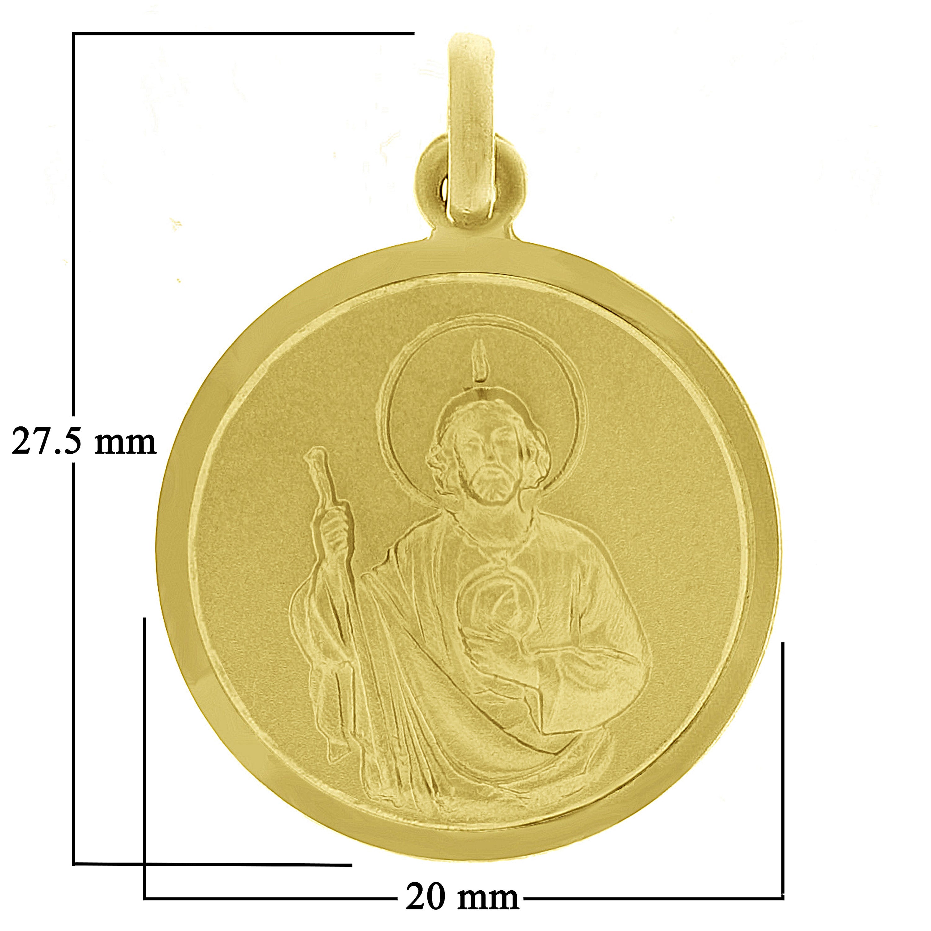 Italian 14k Yellow Gold Saint Jude Religious Charm Medal Pendant 1.1" 2.5 grams