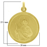 Italian 14k Yellow Gold Saint Jude Religious Charm Medal Pendant 1.1" 2.5 grams