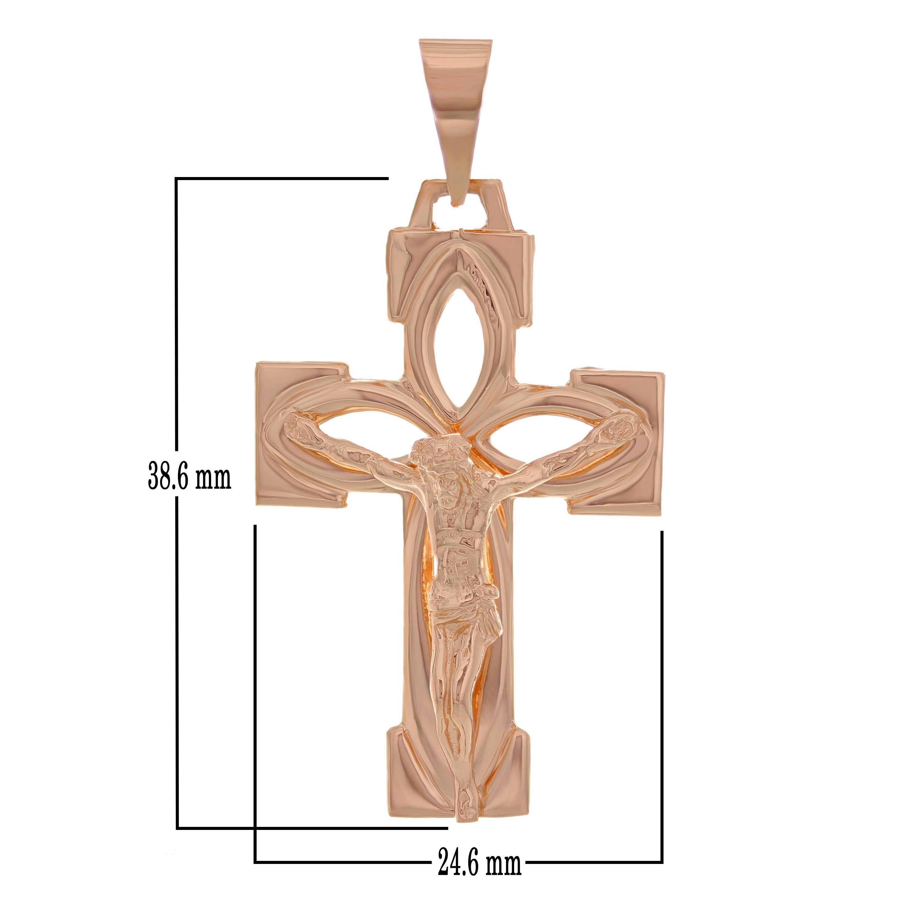 14k Rose Gold Jesus Christ Crucifix Cross Religious Charm Pendant 5.2 grams - Rose