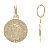 Italian 14k Yellow Gold Saint Christopher Protect Us Charm Pendant 1.4 grams