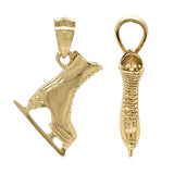 14k Yellow Gold Figure Ice Skating Shoes Charm Pendant 2.4 grams - Yellow