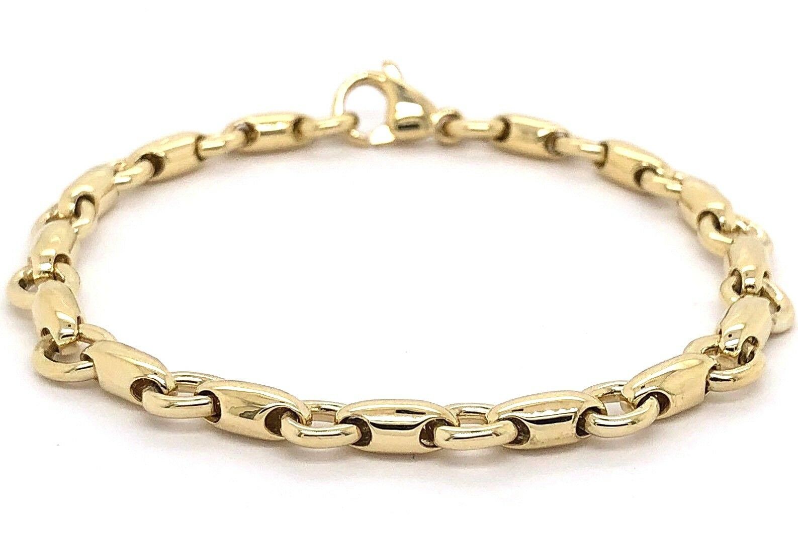 14k Yellow Gold Solid Handmade Fashion Link Bracelet 7" 6.3mm 15.8 grams - 7" 15.8 grams