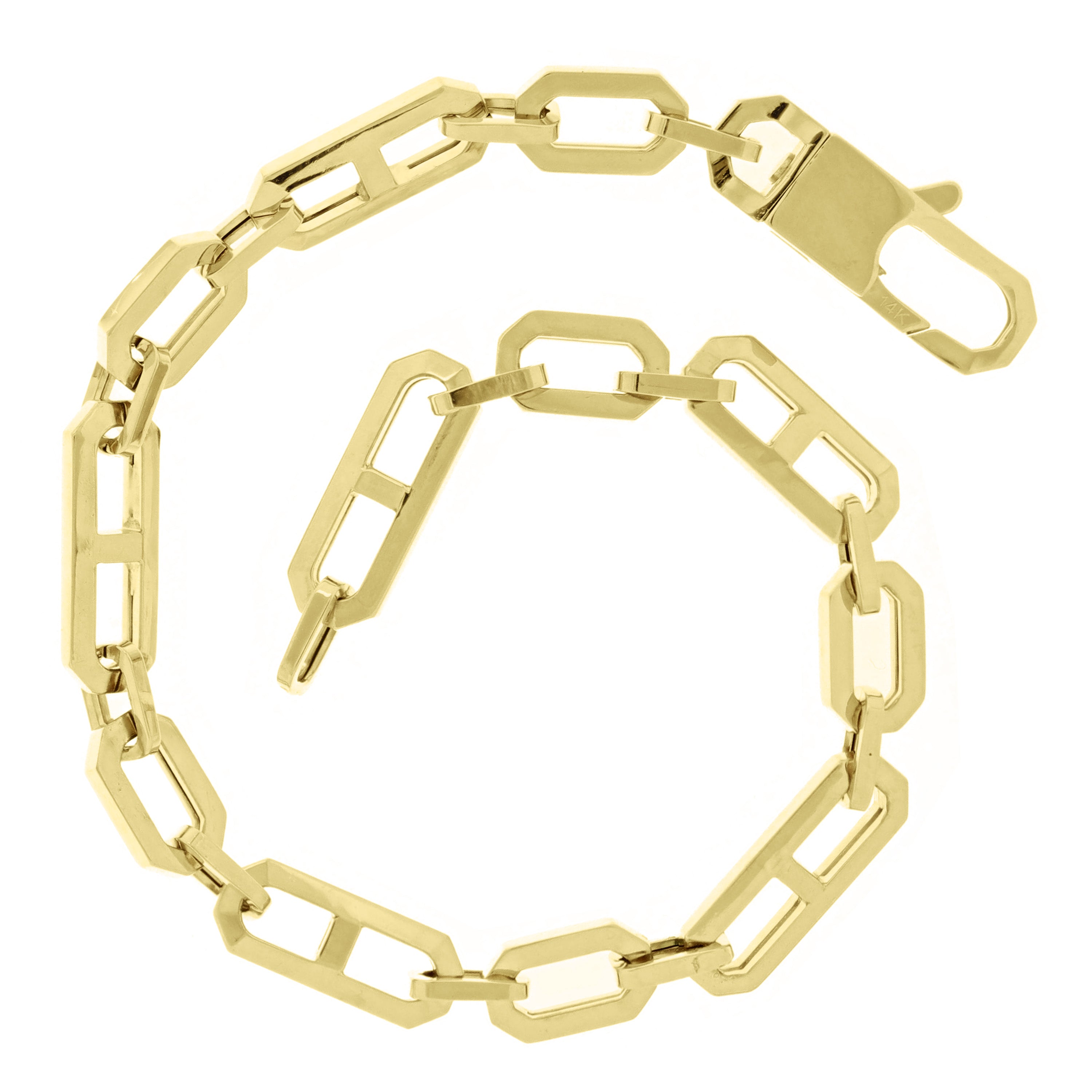 Italian 14k Yellow Gold Beveled Mariner Link Chain Bracelet 8" 6mm 7.9 grams