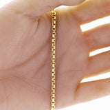 Italian 14k Yellow Gold Venetian Box Chain Bracelet 7.5" 3.4mm 5 grams - 7.5" 5 grams