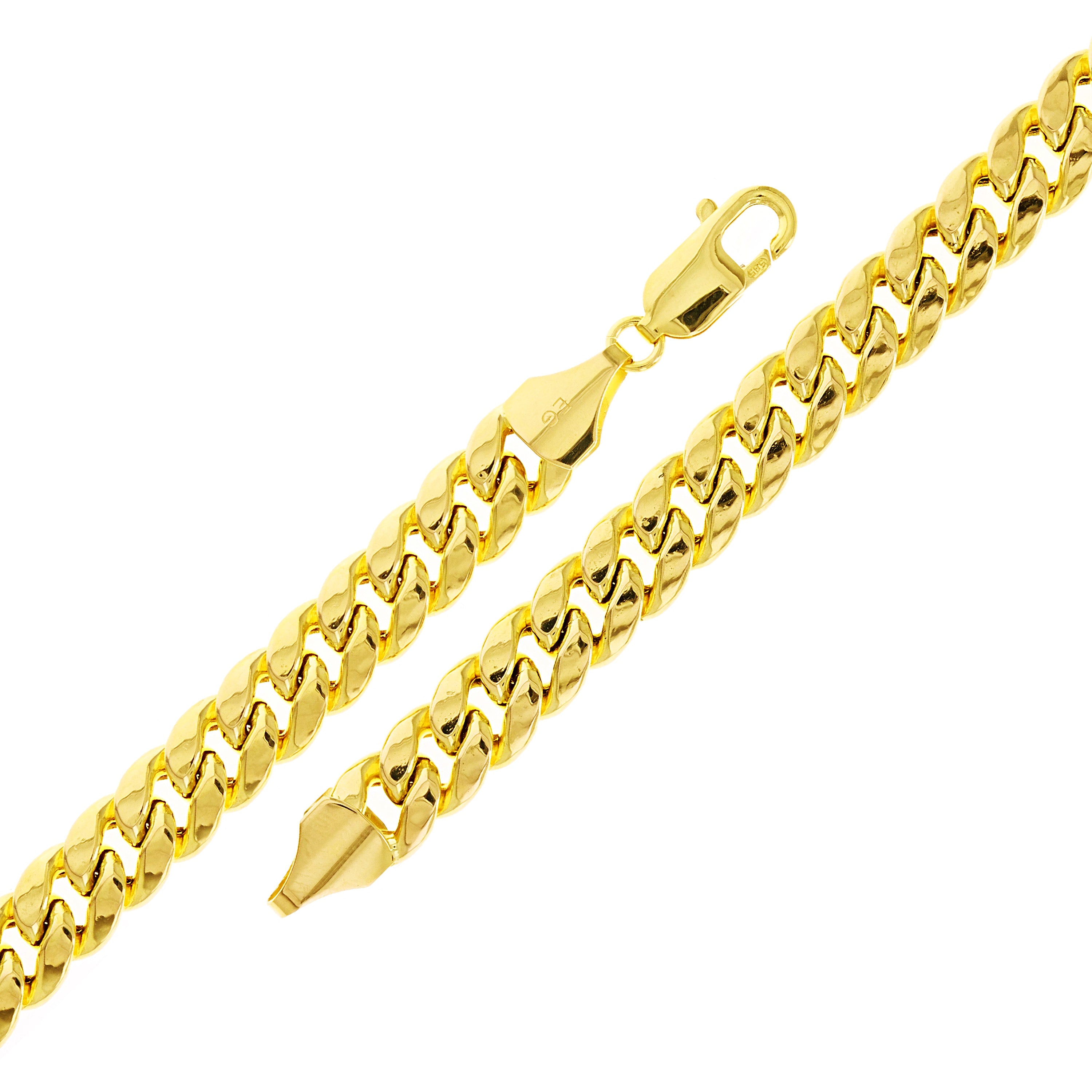 Italian 14k Yellow Gold Hollow Miami Cuban Chain Bracelet 8" 8.7mm 17 grams - 8" 17 grams