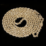 14k Yellow Gold Solid Diamond Cut Rope Chain Necklace 16"-30" 1.5mm to 12mm - 16"