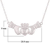 14k White Gold Irish Claddagh Pendant Necklace 20" 3.1 grams - White