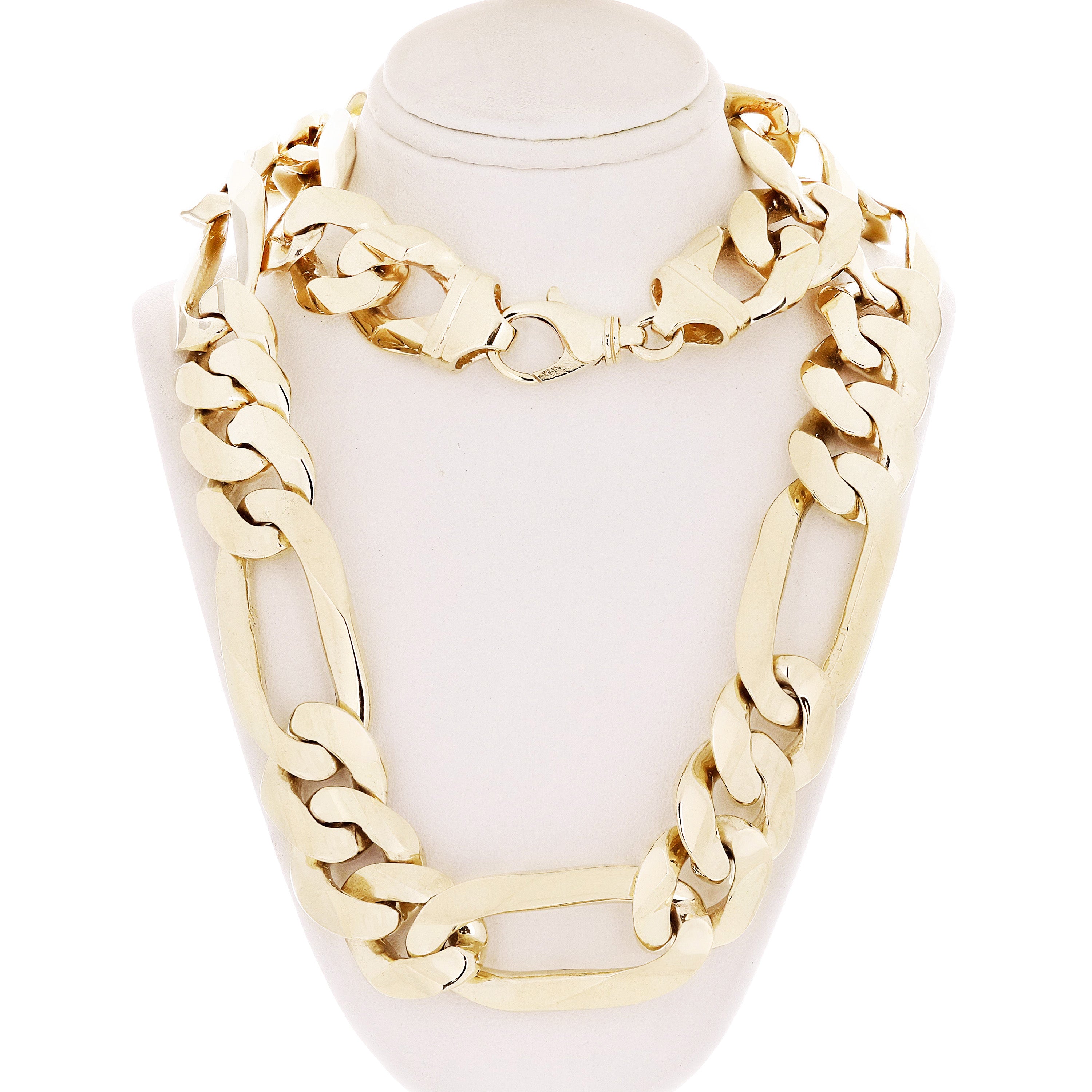 Men's 10k Yellow Gold Figaro Chain Necklace Solid Heavy Link 28" 21mm 423.9 gram