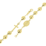 Italian 14k Yellow Gold Miraculous Medal Charm Rosary Bracelet 8.5" 8mm 7.7grams