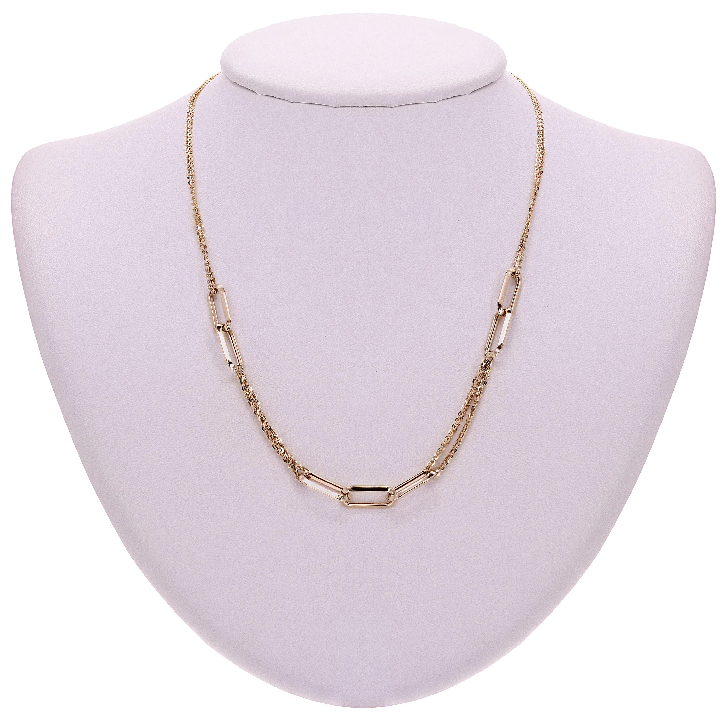 Italian 14k Yellow Gold Paper Clip Link Rolo Chain Necklace 18" 6.7 grams