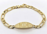 14k Yellow Gold Medical Alert ID Figaro Link Chain Bracelet 9" 13.5mm 17 grams - 9"