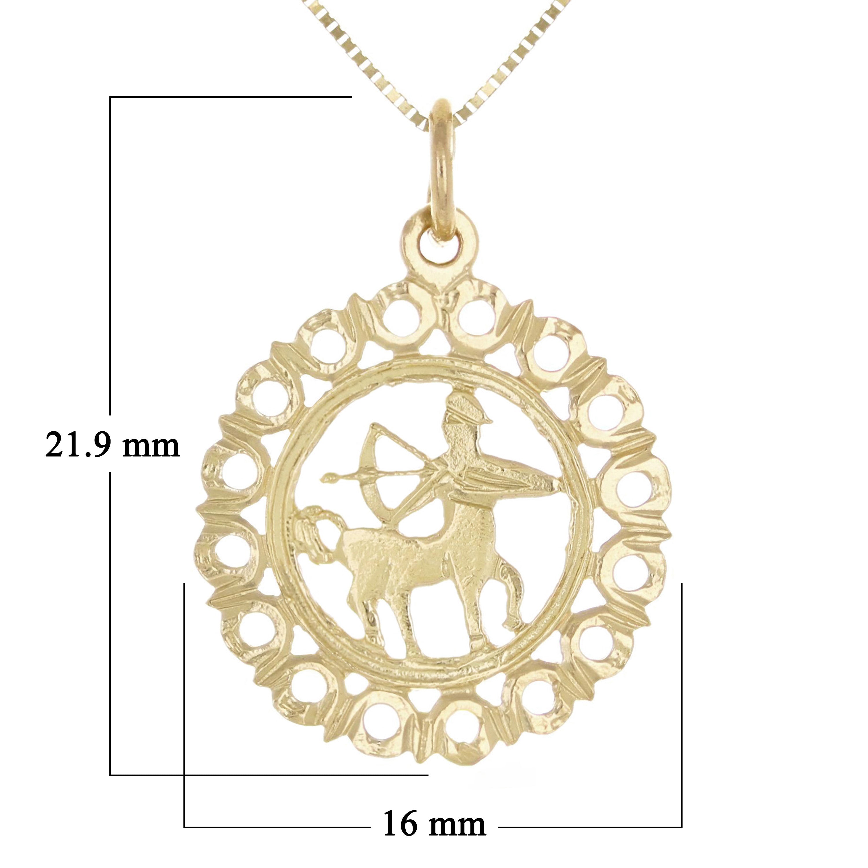 14k Yellow Gold Zodiac Sign Sagittarius Pendant Necklace 18" - Sagittarius,Yellow