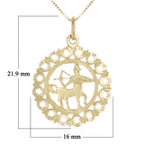 14k Yellow Gold Zodiac Sign Sagittarius Pendant Necklace 18" - Sagittarius,Yellow