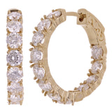 14k Yellow Gold 4.15ctw Diamond Inside Out Chunky Dangle Hoop Earrings