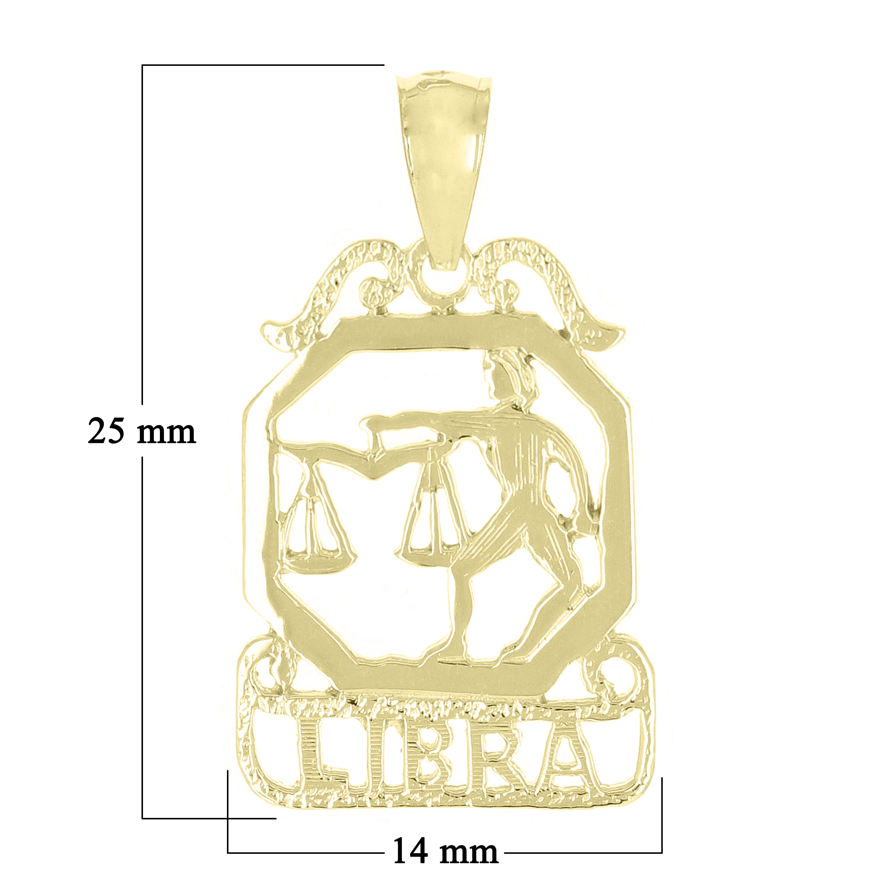 14k Yellow Gold Diamond Zodiac Sign Libra Pendant - Libra,Yellow