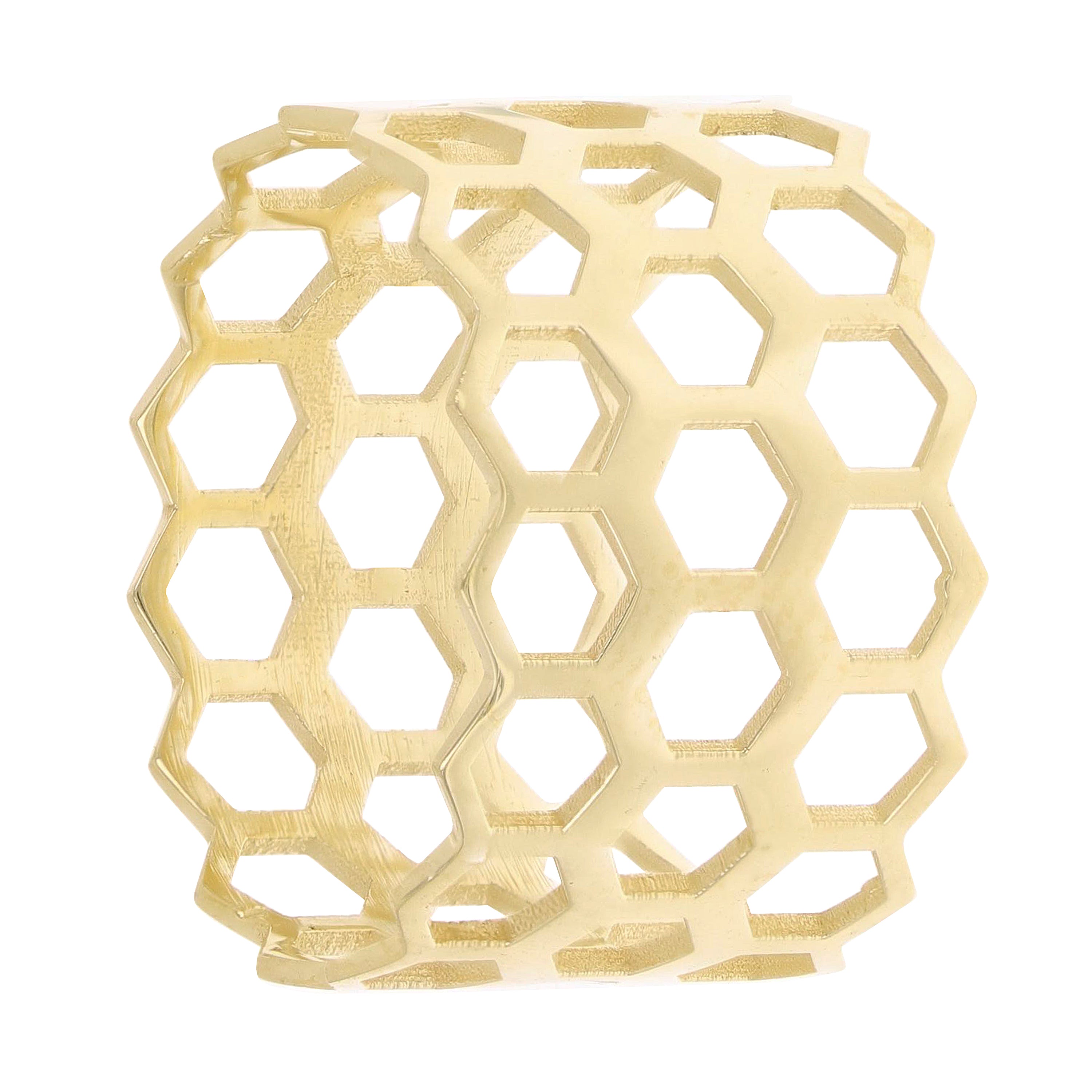 14k Yellow Gold Honeycomb Stackable Ring 11.8 mm Size 6.5 2.3 grams