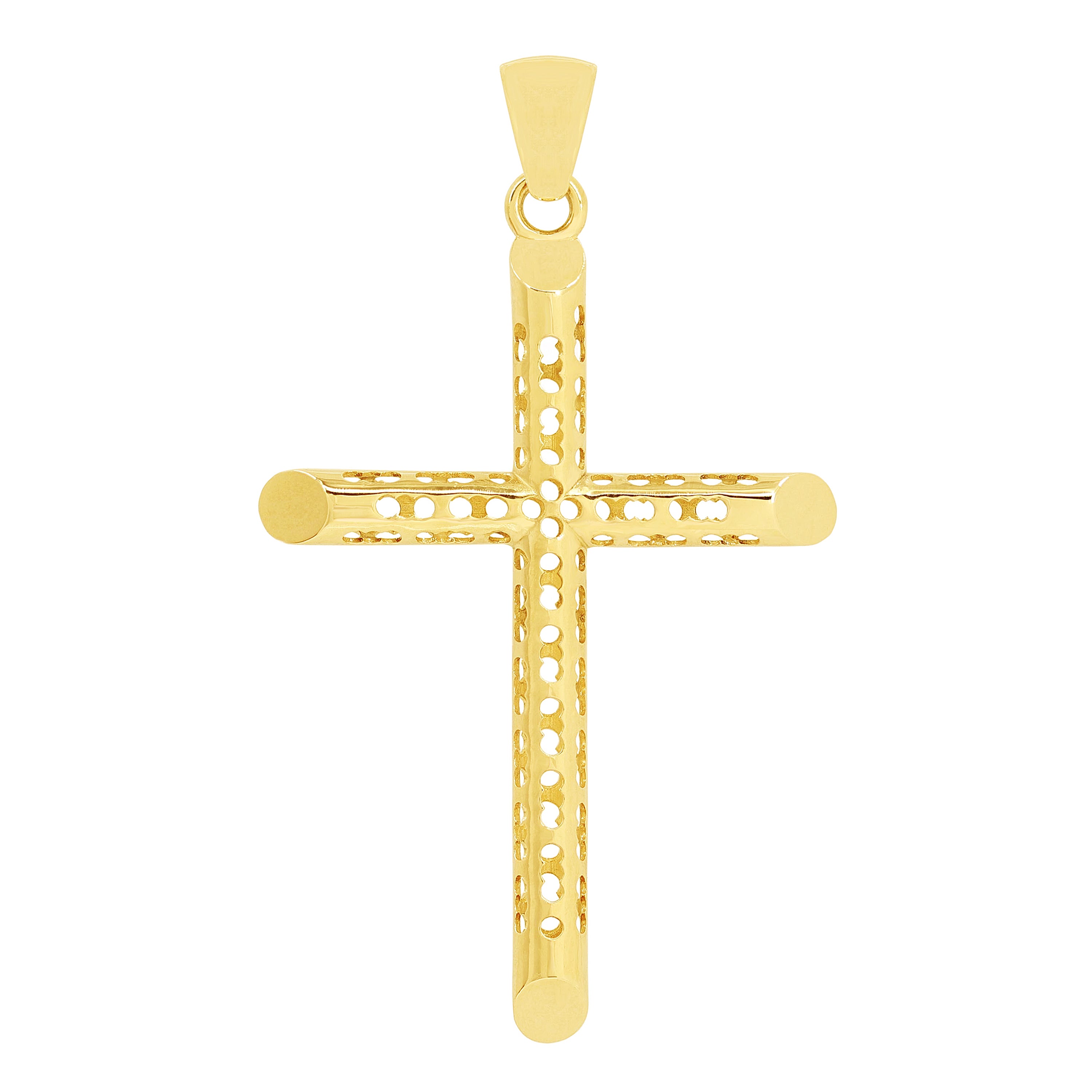 10k Yellow Gold 3D Cross Charm Pendant 2.2" 3.8 grams - Size 1 3.8 grams