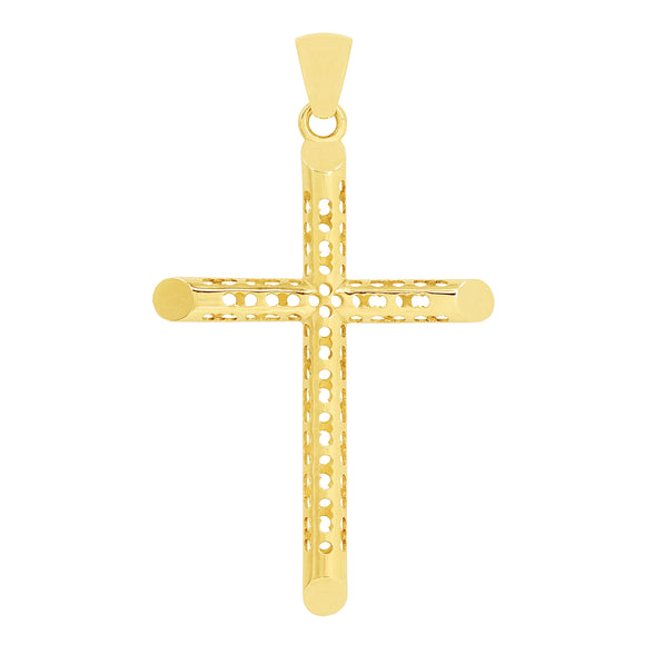 10k Yellow Gold 3D Cross Charm Pendant 2.2